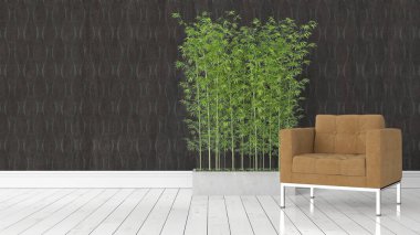 Modern parlak iç. 3D render