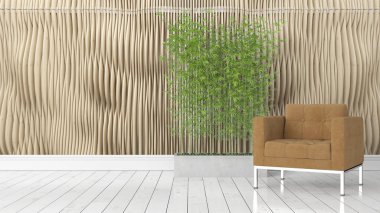 Modern parlak iç. 3D render