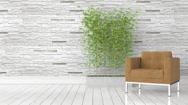 Modern parlak iç. 3D render