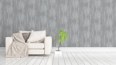 Modern parlak iç. 3D render