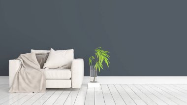 Modern parlak iç. 3D render