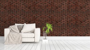 Modern parlak iç. 3D render