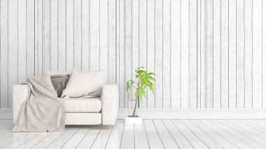 Modern parlak iç. 3D render