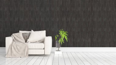 Modern parlak iç. 3D render