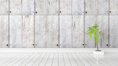 Modern parlak iç. 3D render