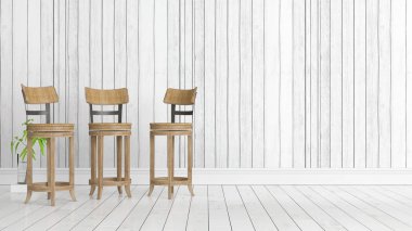 Modern parlak iç. 3D render