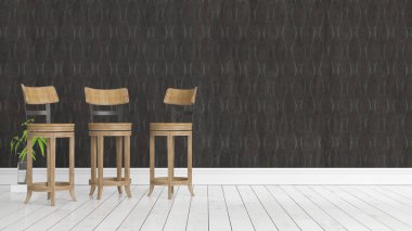 Modern parlak iç. 3D render