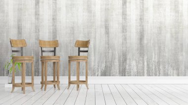 Modern parlak iç. 3D render