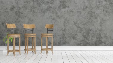 Modern parlak iç. 3D render