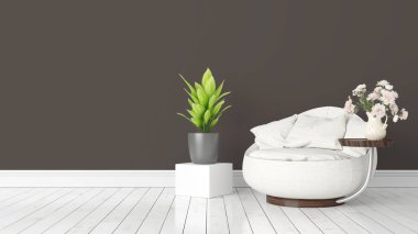 Modern parlak iç. 3D render