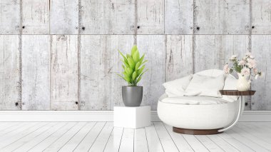 Modern parlak iç. 3D render