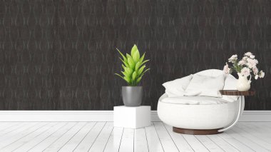 Modern parlak iç. 3D render