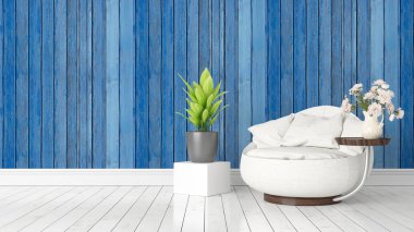 Modern parlak iç. 3D render