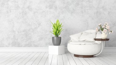 Modern parlak iç. 3D render