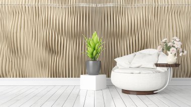 Modern parlak iç. 3D render