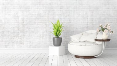 Modern parlak iç. 3D render