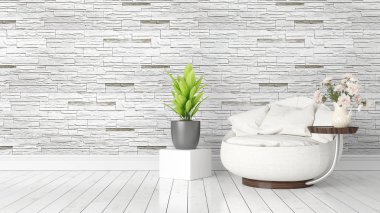 Modern parlak iç. 3D render