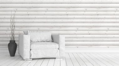 Modern parlak iç. 3D render