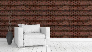 Modern parlak iç. 3D render