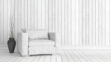 Modern parlak iç. 3D render