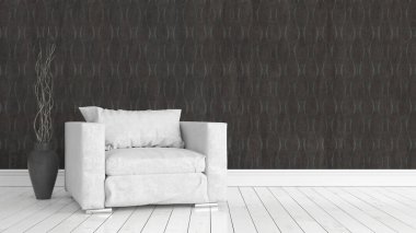 Modern parlak iç. 3D render