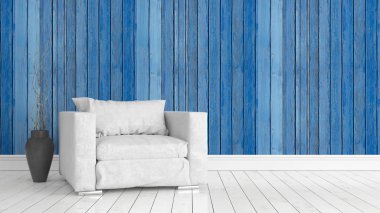 Modern parlak iç. 3D render