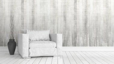 Modern parlak iç. 3D render