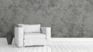 Modern parlak iç. 3D render