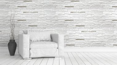 Modern parlak iç. 3D render