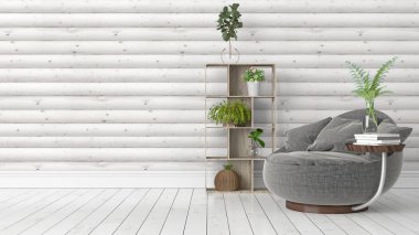 Modern parlak iç. 3D render