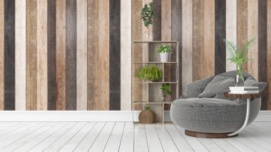 Modern parlak iç. 3D render