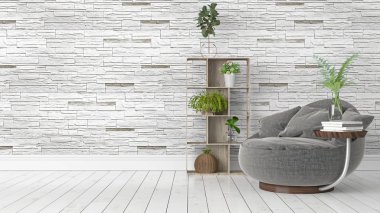 Modern parlak iç. 3D render