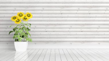 Modern parlak iç. 3D render