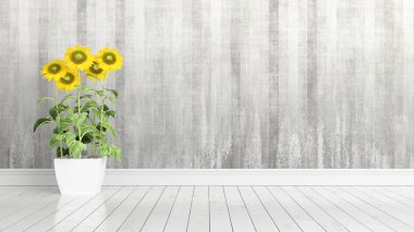 Modern parlak iç. 3D render