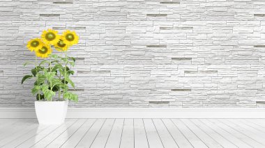 Modern parlak iç. 3D render