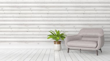 Modern parlak iç. 3D render