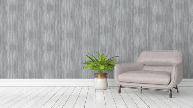 Modern parlak iç. 3D render