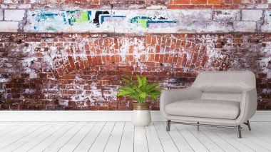 Modern parlak iç. 3D render