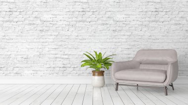 Modern parlak iç. 3D render