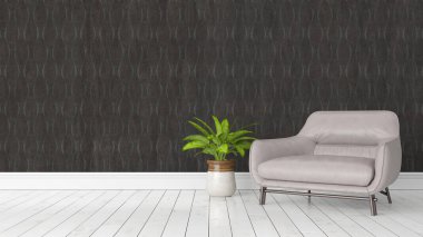 Modern parlak iç. 3D render