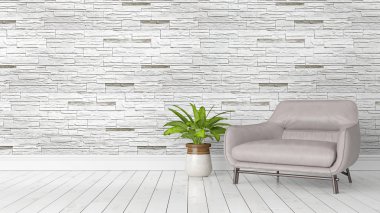 Modern parlak iç. 3D render