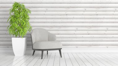 Modern parlak iç. 3D render