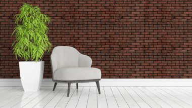 Modern parlak iç. 3D render