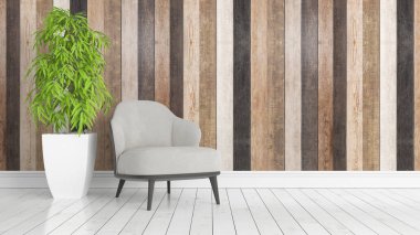 Modern parlak iç. 3D render