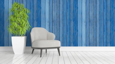 Modern parlak iç. 3D render