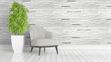 Modern parlak iç. 3D render