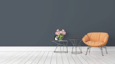 Modern parlak iç. 3D render