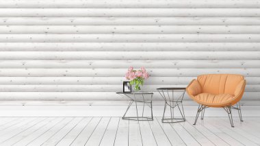 Modern parlak iç. 3D render