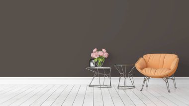 Modern parlak iç. 3D render