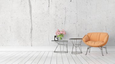 Modern parlak iç. 3D render